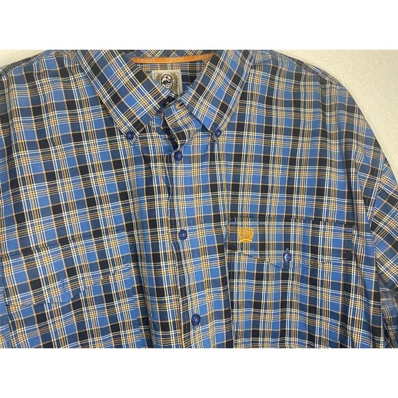 Men’s XL Cinch Western Blue Yellow Plaid Shirt  Button Down - Picture 3 of 9
